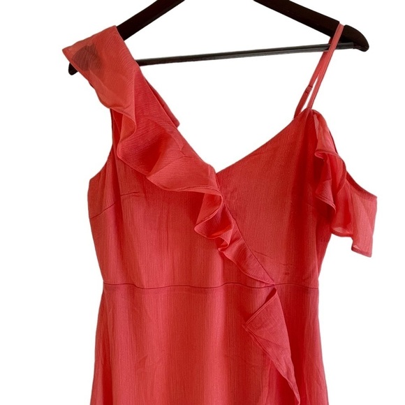 BCBGENERATION Women’s High Low Tiered Ruffled Asymmetric Maxi Dress Coral Size 8 - Picture 5 of 12